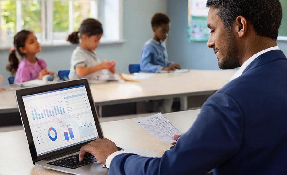Teacher analysing student performance