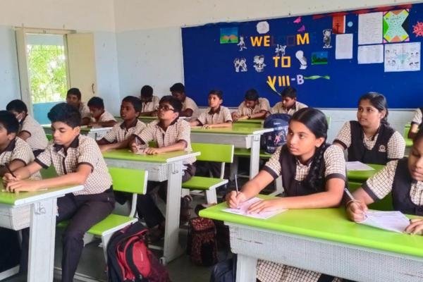 Class 6 to 8 students preparing for tests